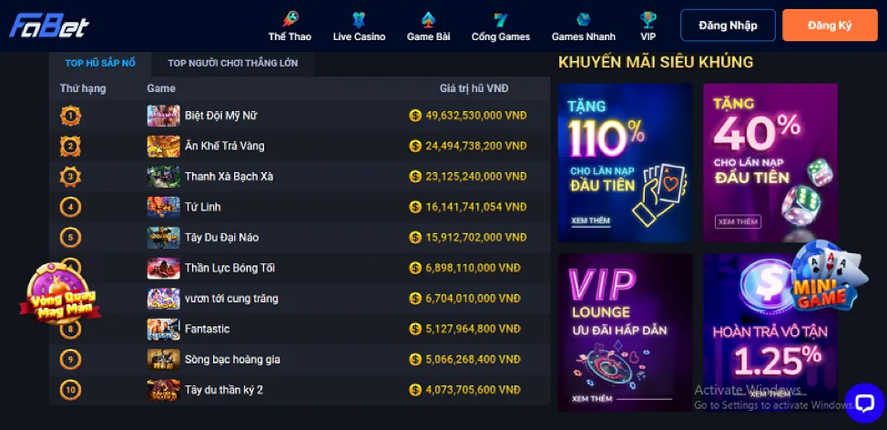 Đa dạng trò chơi tại 35win login